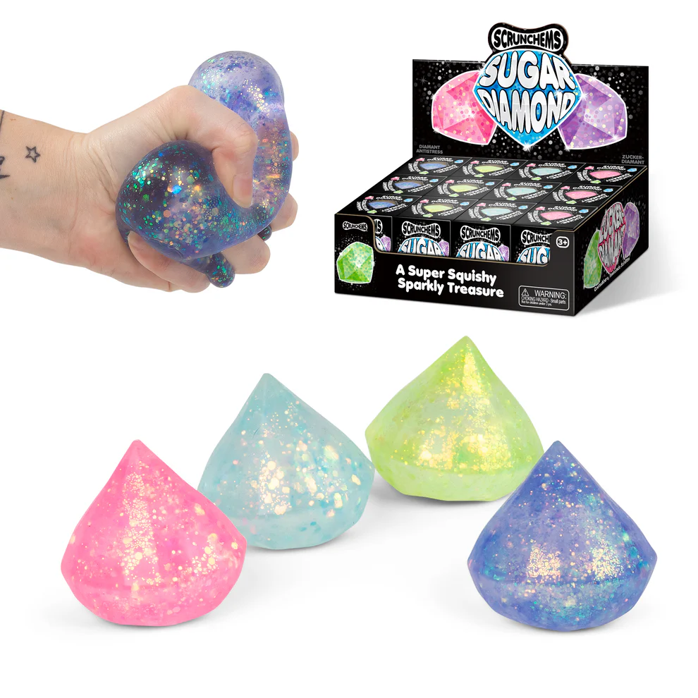 Scrunchems® Sugar Diamonds Squishy | Sparkly Sensory Fidget Toy